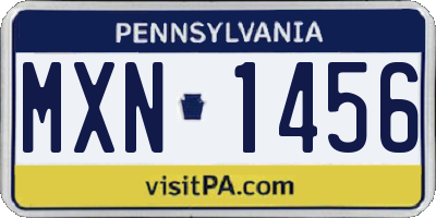 PA license plate MXN1456