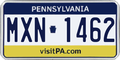 PA license plate MXN1462