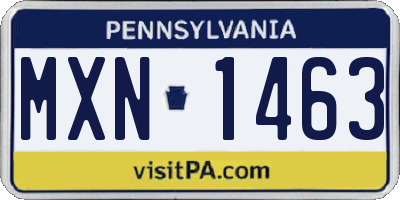 PA license plate MXN1463