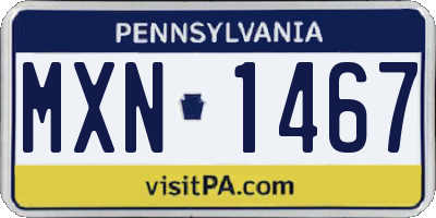 PA license plate MXN1467