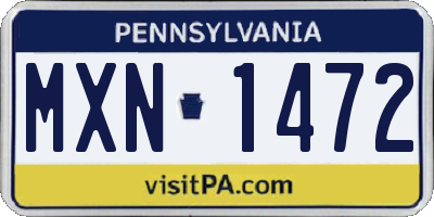 PA license plate MXN1472
