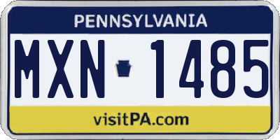 PA license plate MXN1485