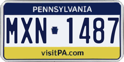 PA license plate MXN1487