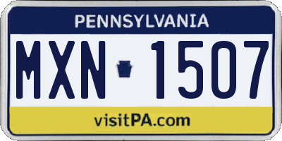 PA license plate MXN1507