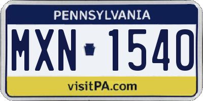 PA license plate MXN1540
