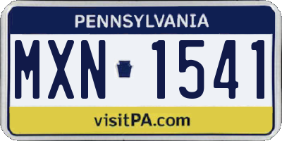 PA license plate MXN1541