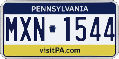 PA license plate MXN1544