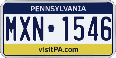 PA license plate MXN1546