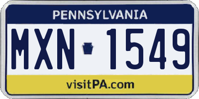 PA license plate MXN1549