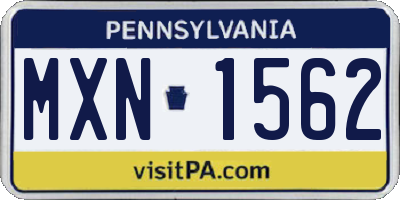 PA license plate MXN1562