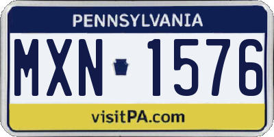 PA license plate MXN1576