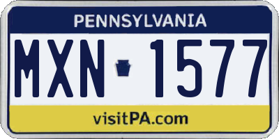 PA license plate MXN1577