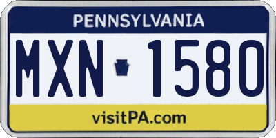 PA license plate MXN1580