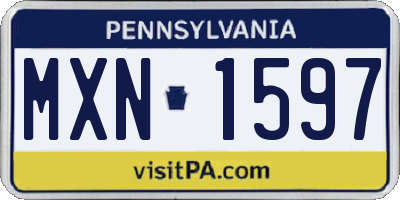 PA license plate MXN1597