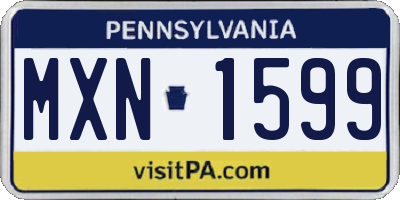 PA license plate MXN1599