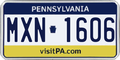 PA license plate MXN1606