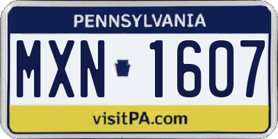 PA license plate MXN1607