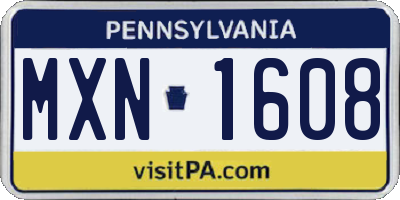 PA license plate MXN1608