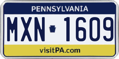 PA license plate MXN1609
