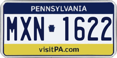 PA license plate MXN1622