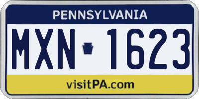 PA license plate MXN1623