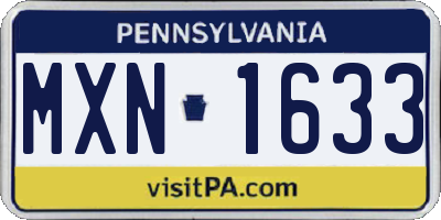 PA license plate MXN1633