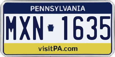 PA license plate MXN1635