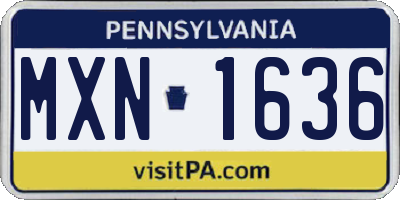 PA license plate MXN1636