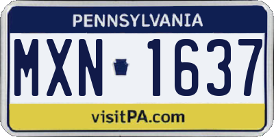 PA license plate MXN1637