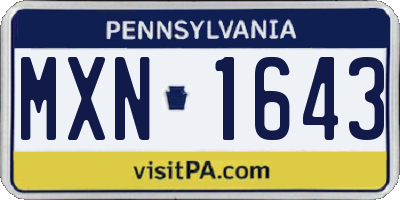 PA license plate MXN1643