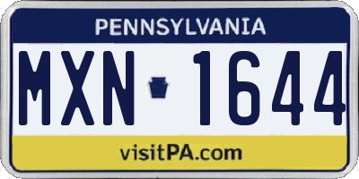PA license plate MXN1644