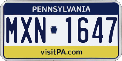 PA license plate MXN1647