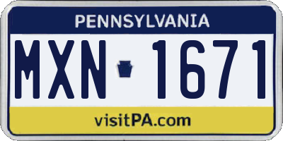 PA license plate MXN1671