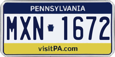 PA license plate MXN1672