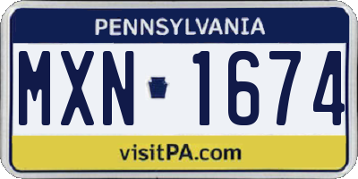 PA license plate MXN1674