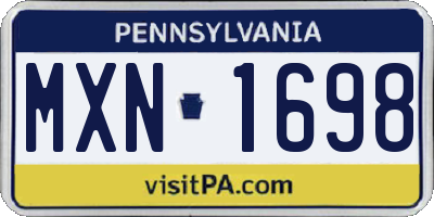 PA license plate MXN1698