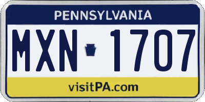PA license plate MXN1707