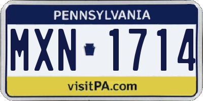 PA license plate MXN1714