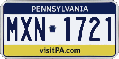 PA license plate MXN1721