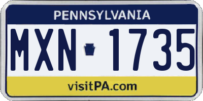 PA license plate MXN1735
