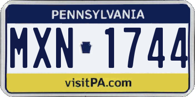 PA license plate MXN1744