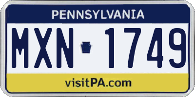 PA license plate MXN1749