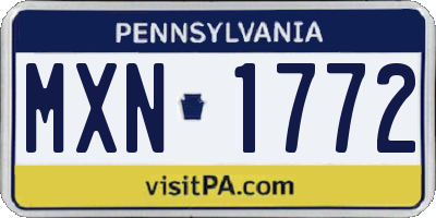 PA license plate MXN1772