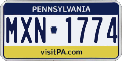 PA license plate MXN1774