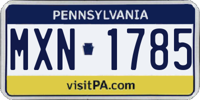PA license plate MXN1785