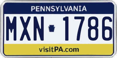 PA license plate MXN1786