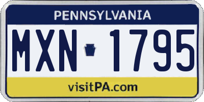 PA license plate MXN1795