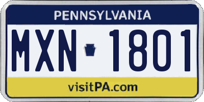 PA license plate MXN1801