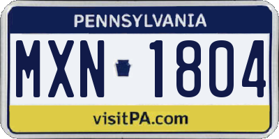 PA license plate MXN1804