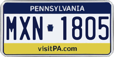 PA license plate MXN1805